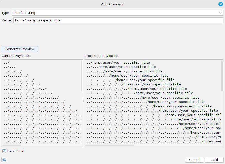 ZAP postfix string